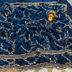 Premium Space Silk Gold Beads Handwork Saree