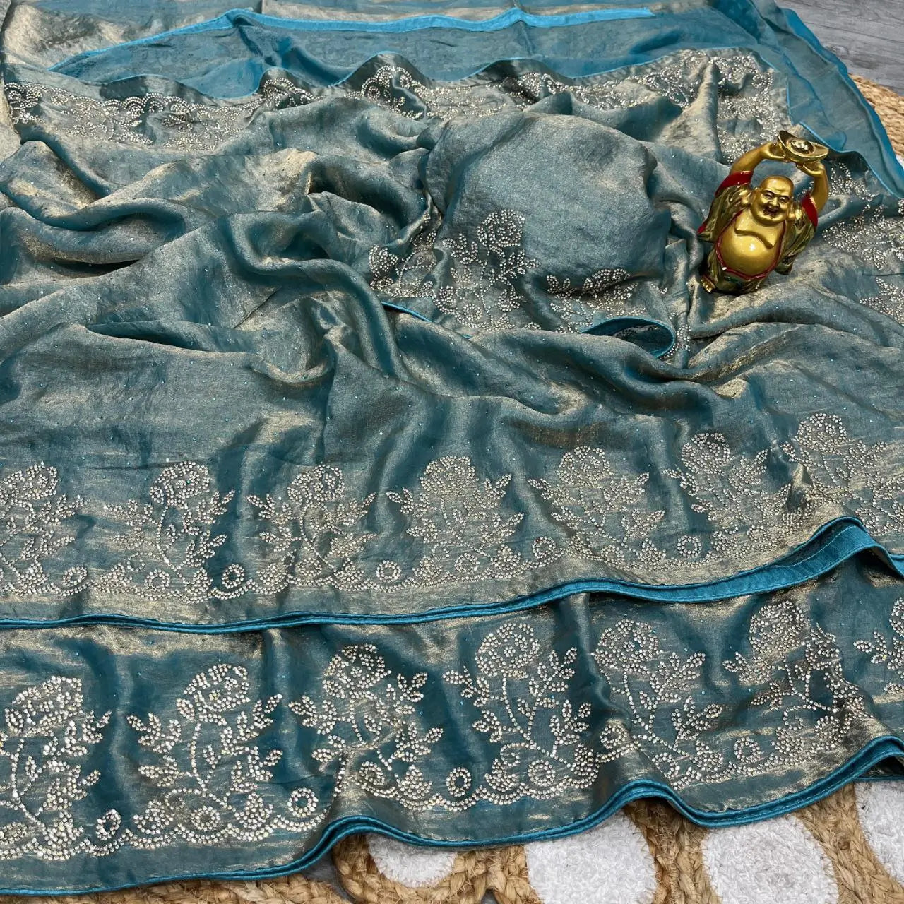 Premium Space Silk Jarkan Diamond Work Saree