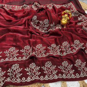 Premium Space Silk Jarkan Diamond Work Saree