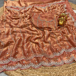 Premium Space Silk Original Beads Handwork Saree