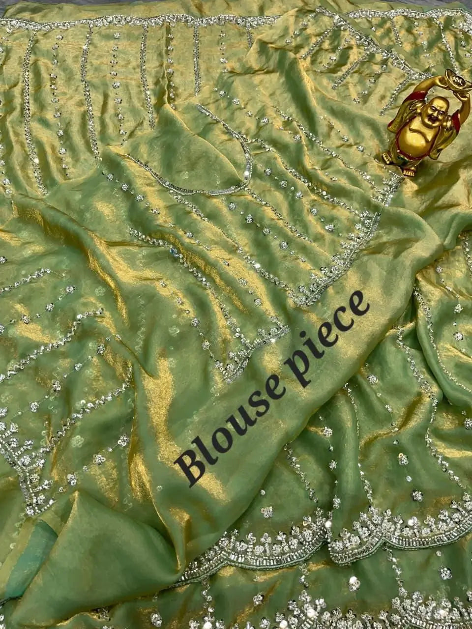 Premium Space Silk Original Beads Handwork Saree