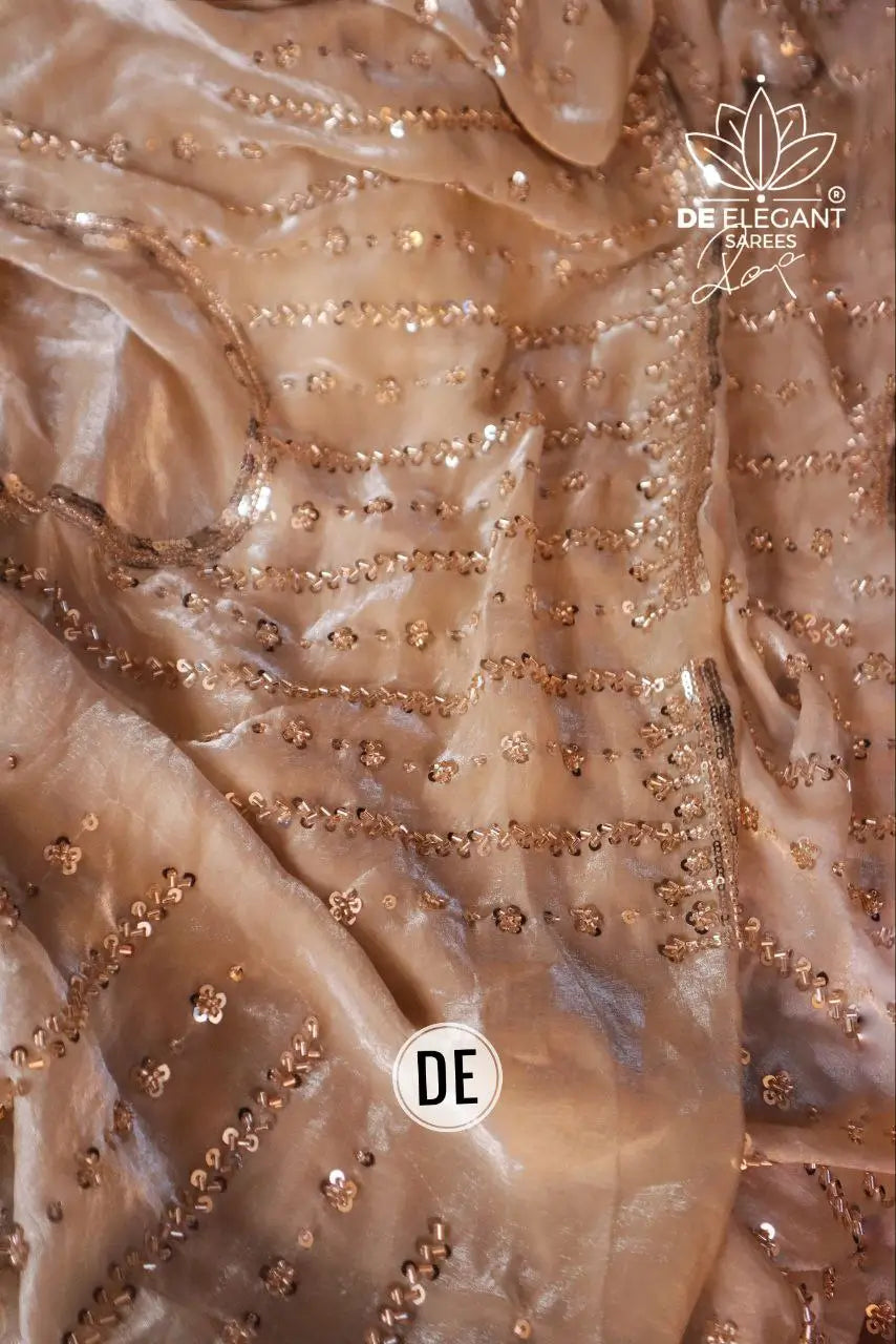 Premium Space Silk Original Beads Handwork Saree