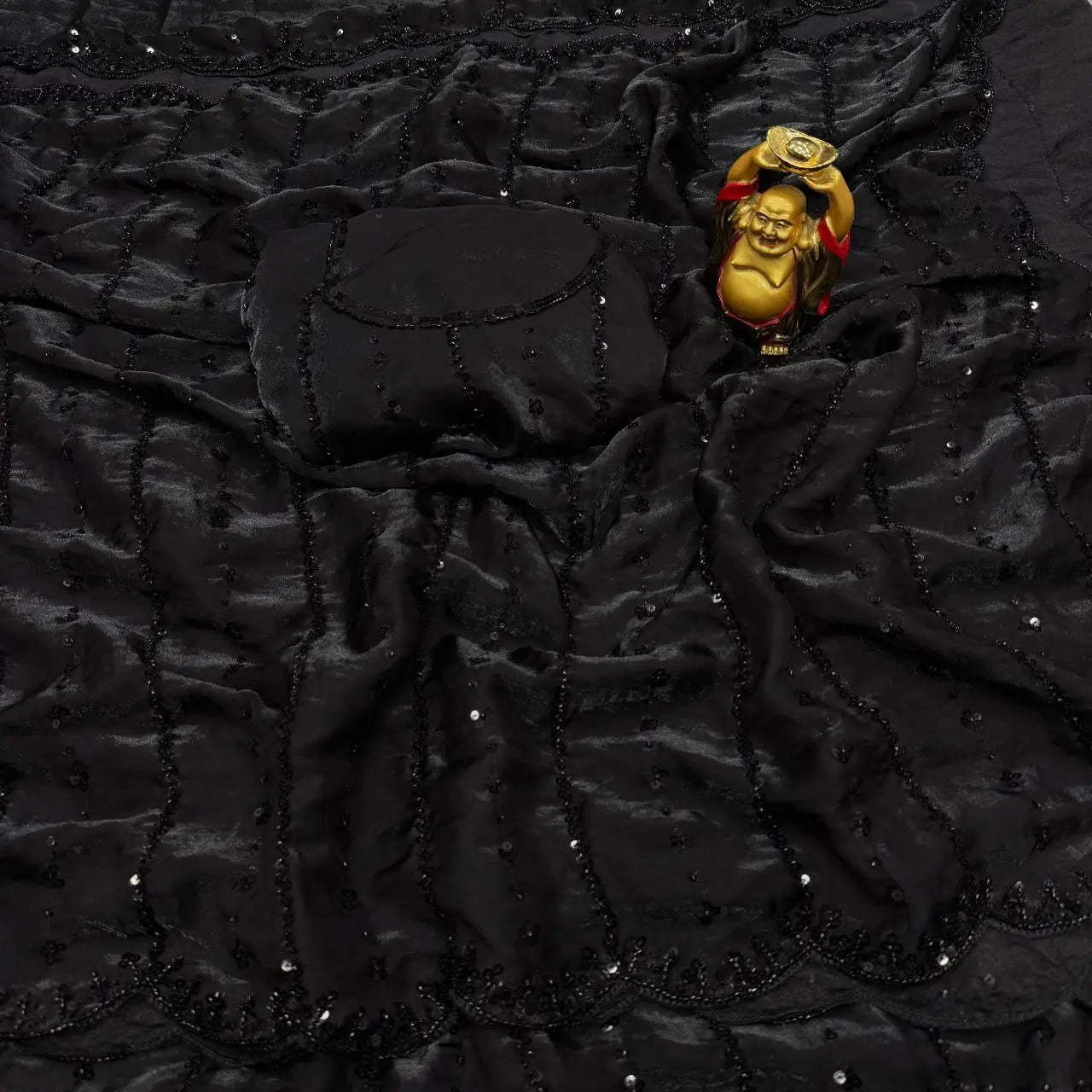 Premium Space Silk Original Beads Handwork Saree