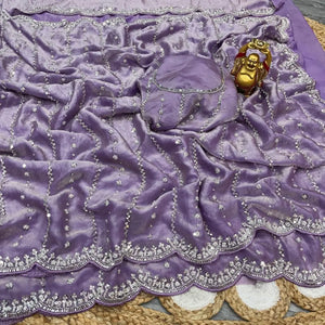 Premium Space Silk Original Beads Handwork Saree