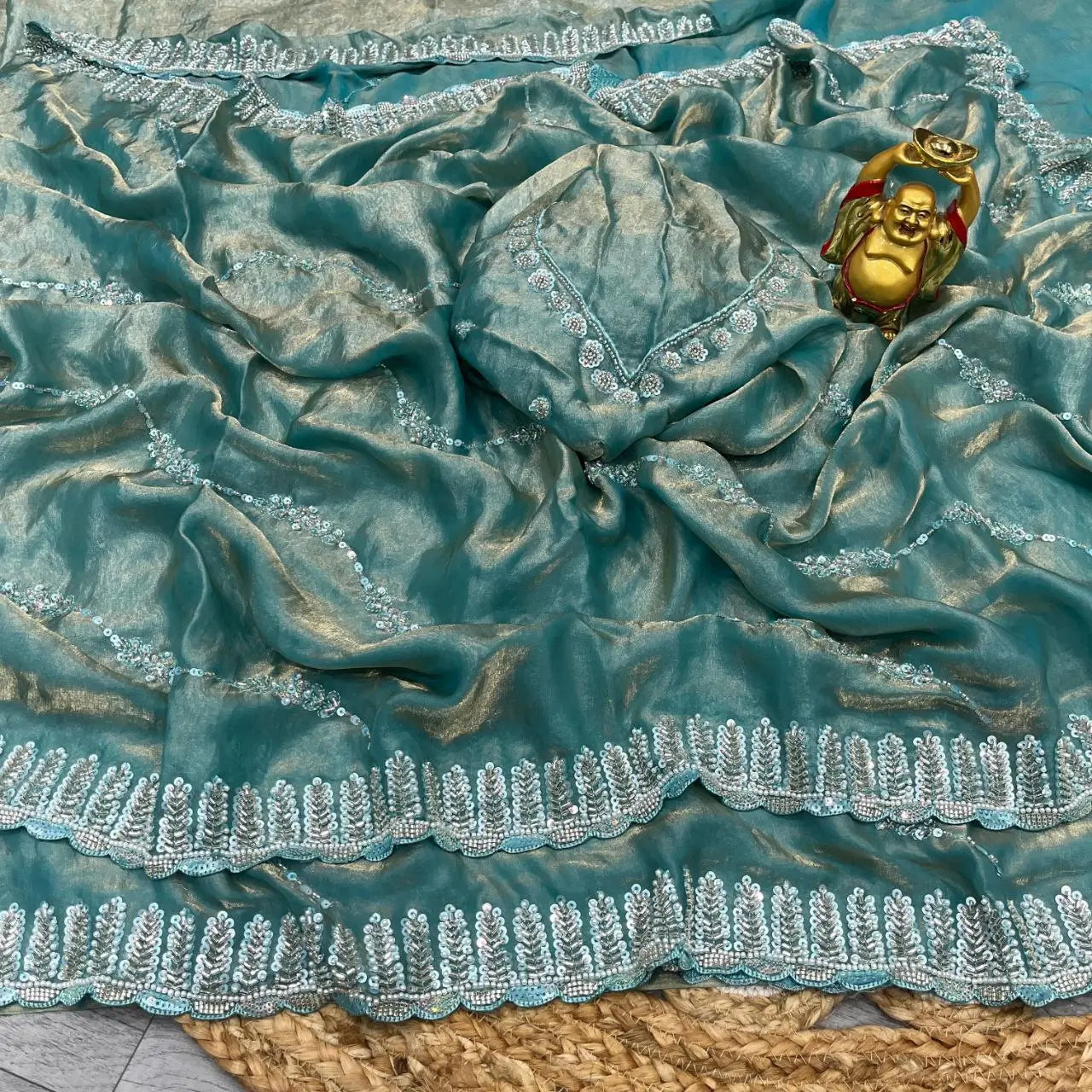 Premium Space Silk Original Beads Work Saree