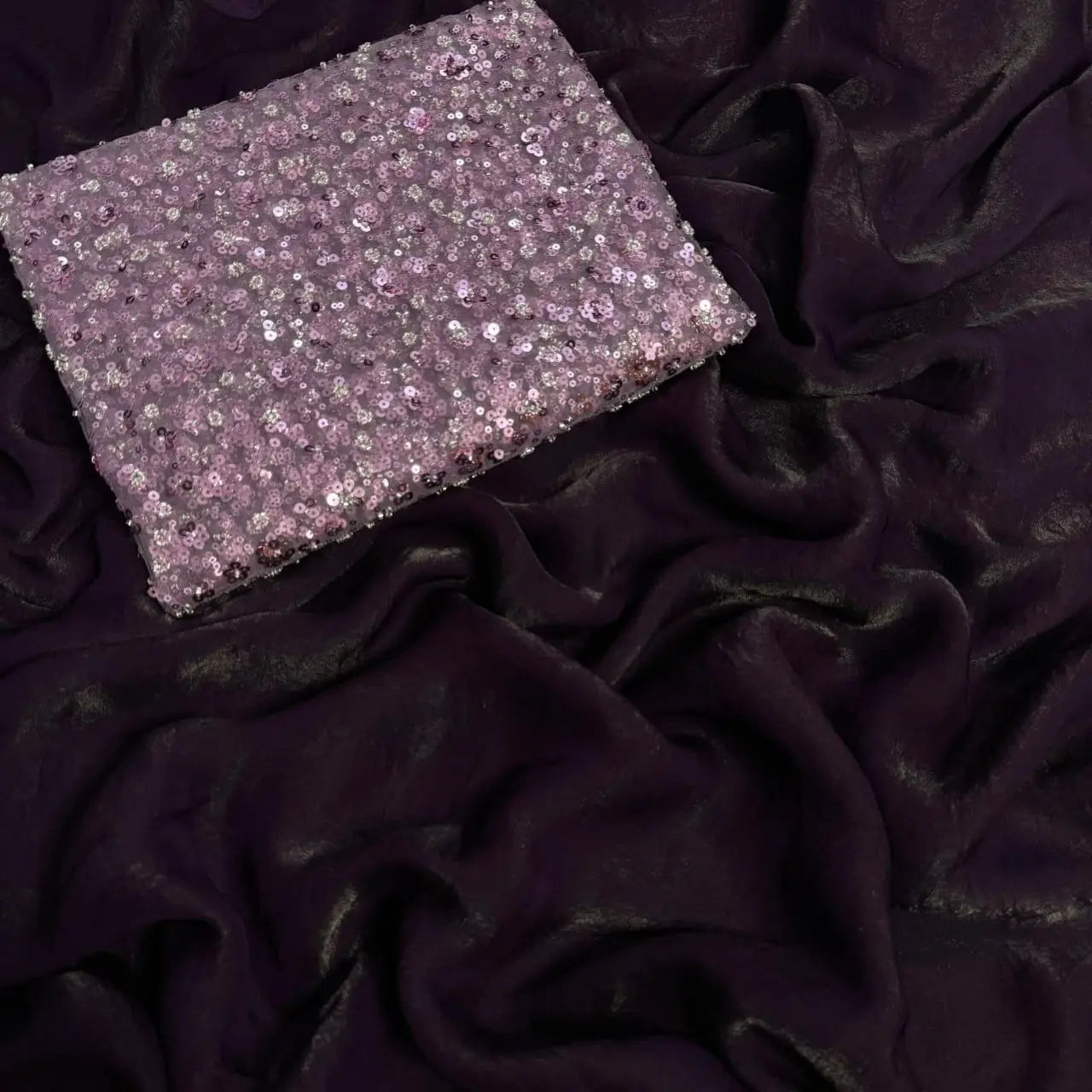 Premium Space Silk Saree with Designer Sugar Bead Work Blouse