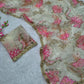 Premium Tabby Silk Floral Printed Saree with Real Mirror Handwork