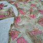 Premium Tabby Silk Floral Printed Saree with Real Mirror Handwork