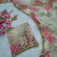 Premium Tabby Silk Floral Printed Saree with Real Mirror Handwork