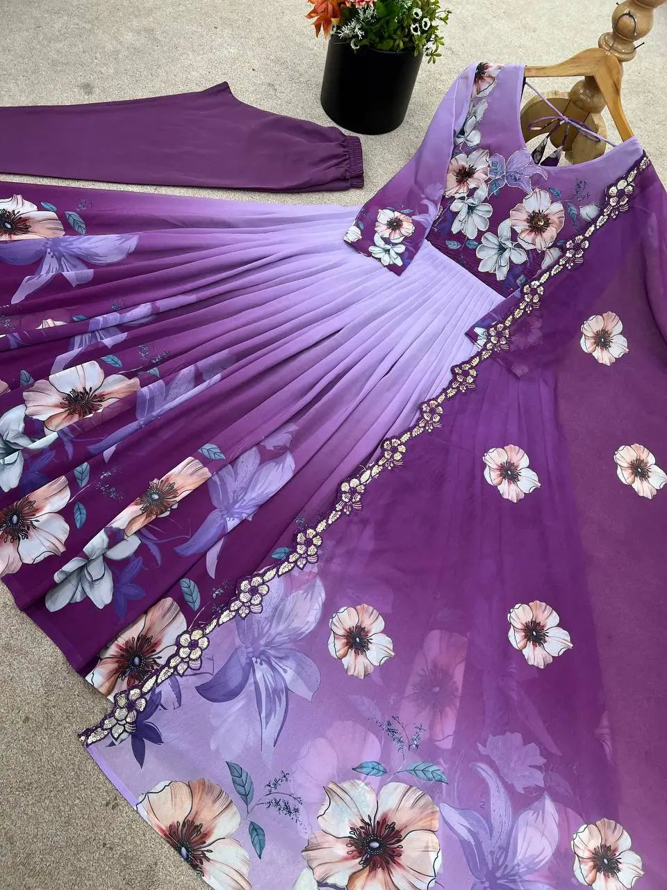 Premium Tebby Organza Embroidered Gown Set with Dupatta
