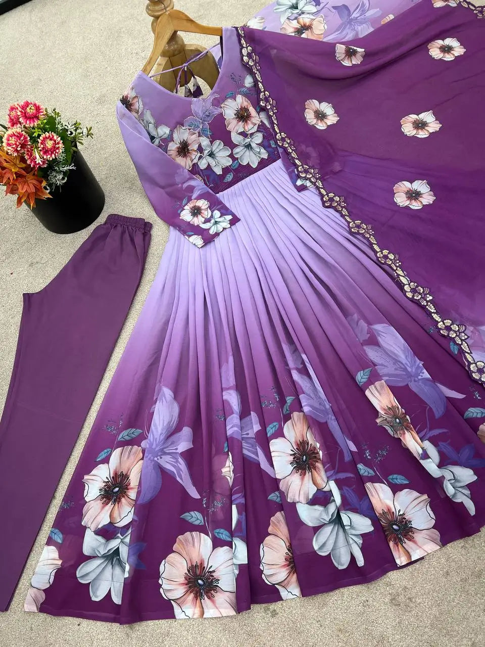 Premium Tebby Organza Embroidered Gown Set with Dupatta