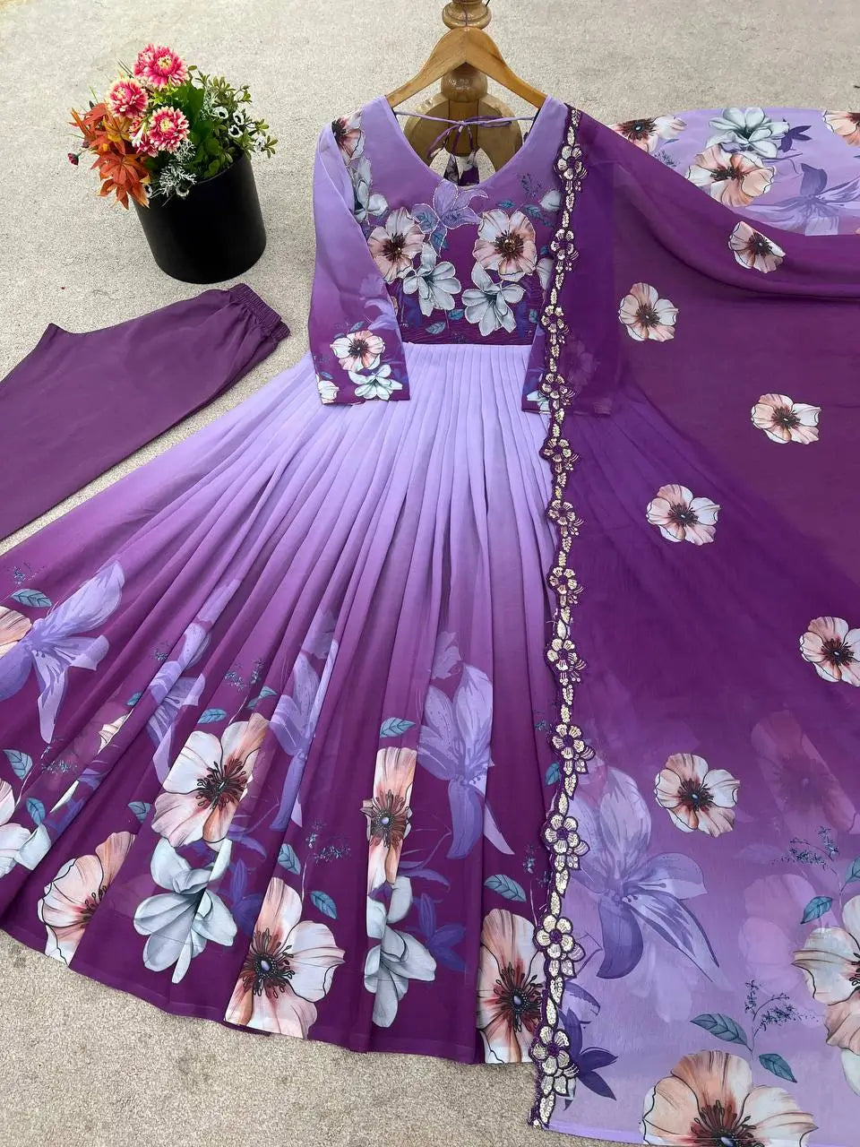 Premium Tebby Organza Embroidered Gown Set with Dupatta