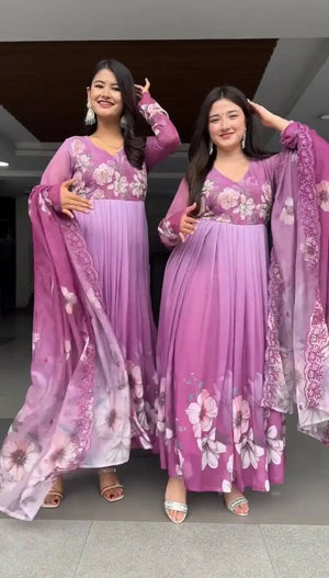 Premium Tebby Organza Embroidered Gown Set with Dupatta