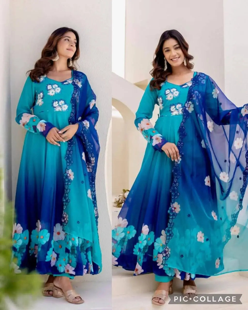 Premium Tebby Organza Embroidered Gown Set with Dupatta