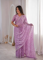 Premium Two Tone Silk Saree with Beads Work for Festive and Wedding Wear