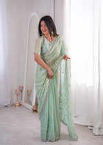Premium Two Tone Silk Saree with Beads Work for Festive and Wedding Wear