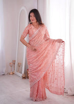 Premium Two Tone Silk Saree with Beads Work for Festive and Wedding Wear