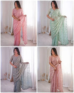 Premium Two Tone Silk Saree with Beads Work for Festive and Wedding Wear