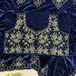 Premium Velvet Embroidered Wedding Saree with Blouse