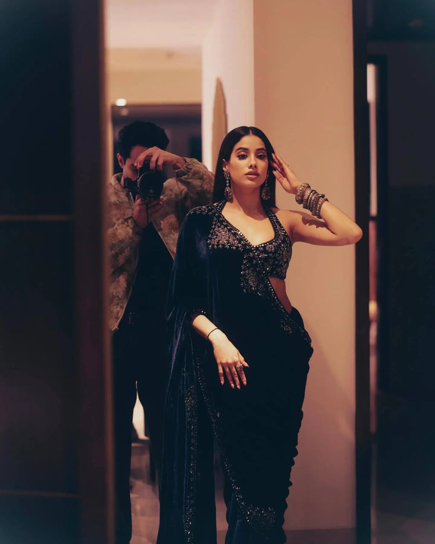 Premium Velvet Embroidered Wedding Saree with Blouse