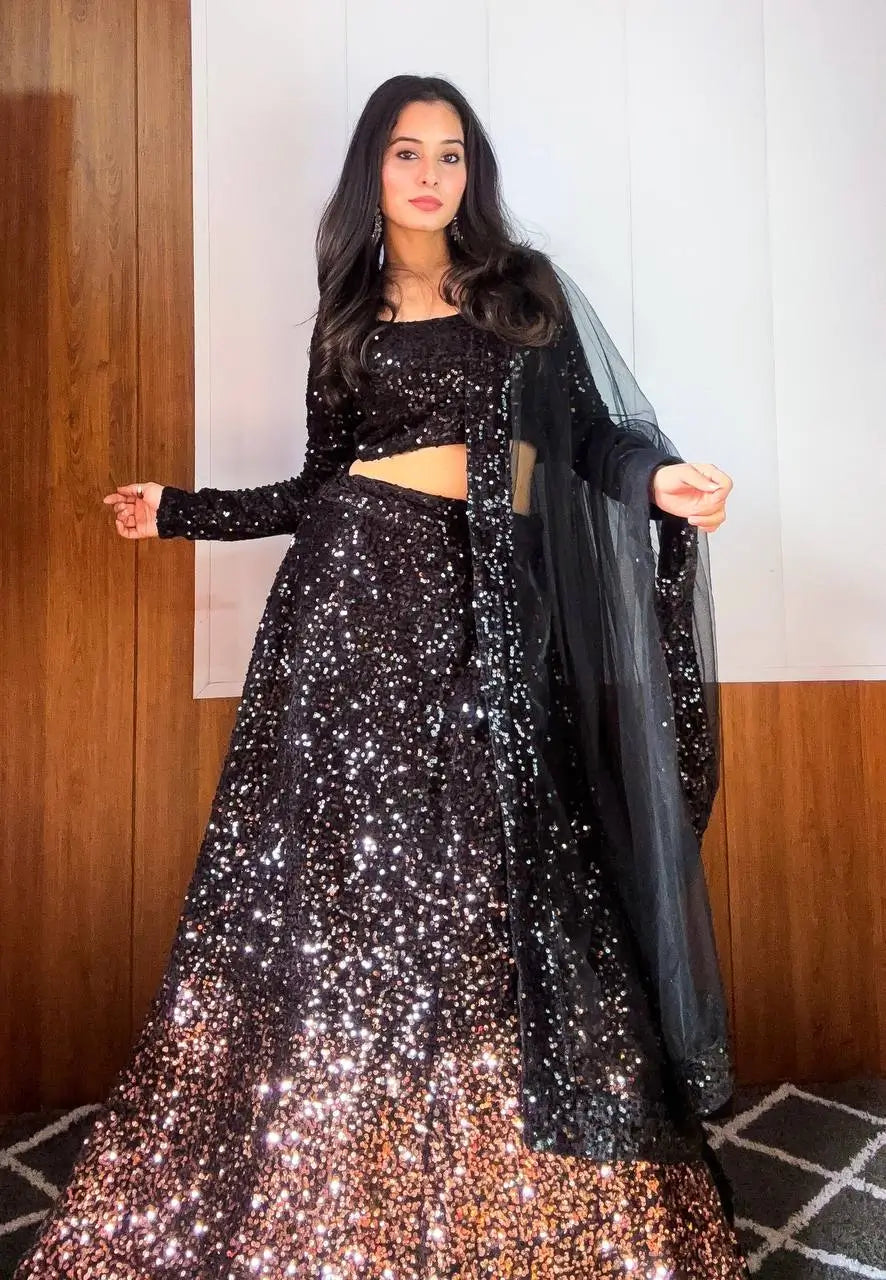 Premium Velvet Sequins Lehenga Set