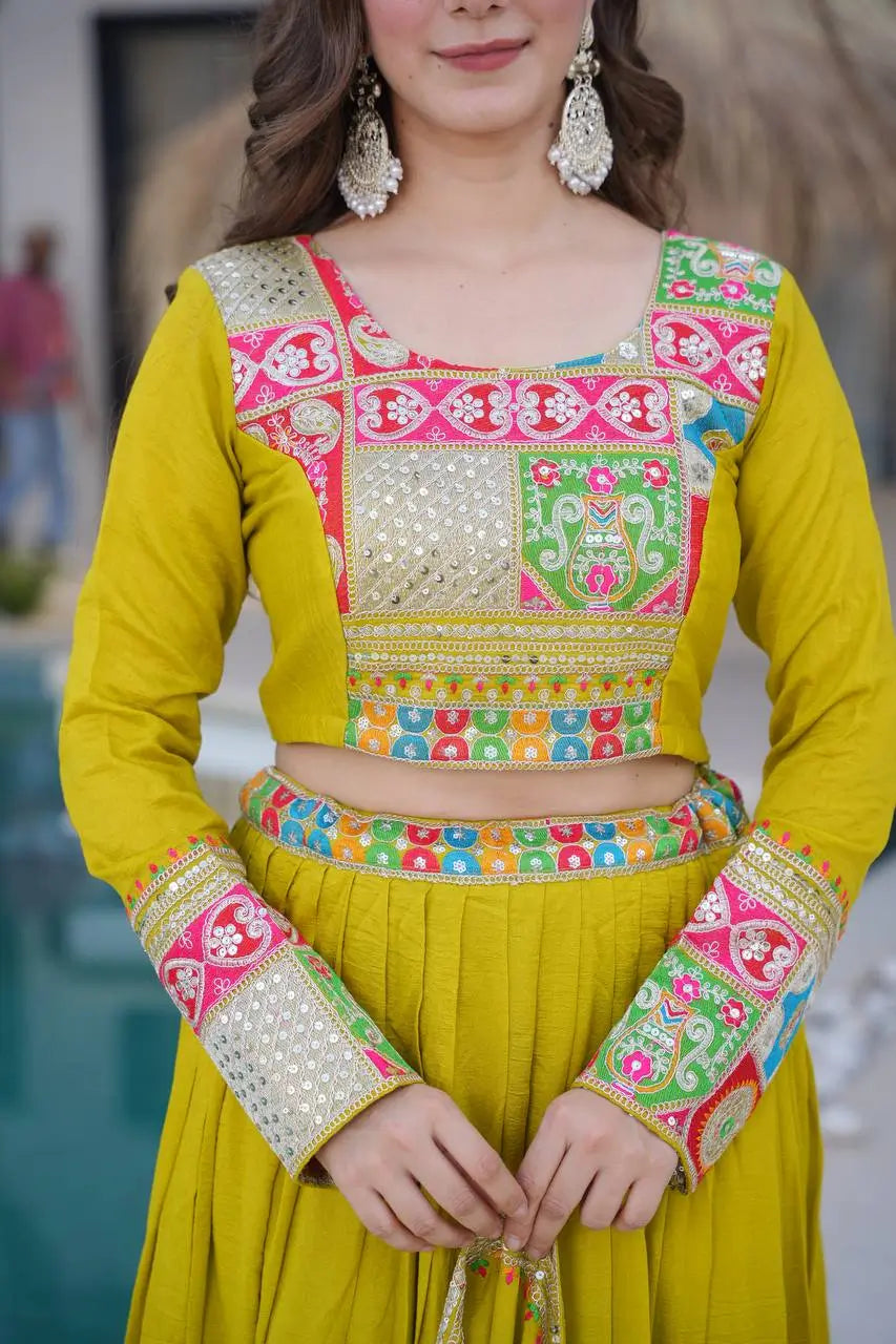Premium Vichitra Silk Lehenga Choli with Dupatta – Fully Stitched