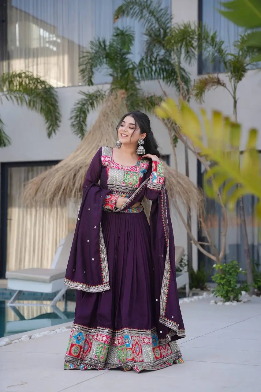 Premium Vichitra Silk Lehenga Choli with Dupatta – Fully Stitched