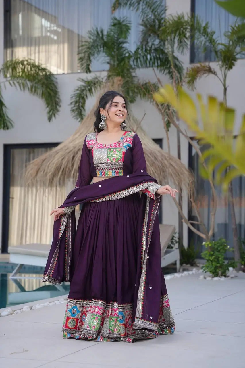 Premium Vichitra Silk Lehenga Choli with Dupatta – Fully Stitched