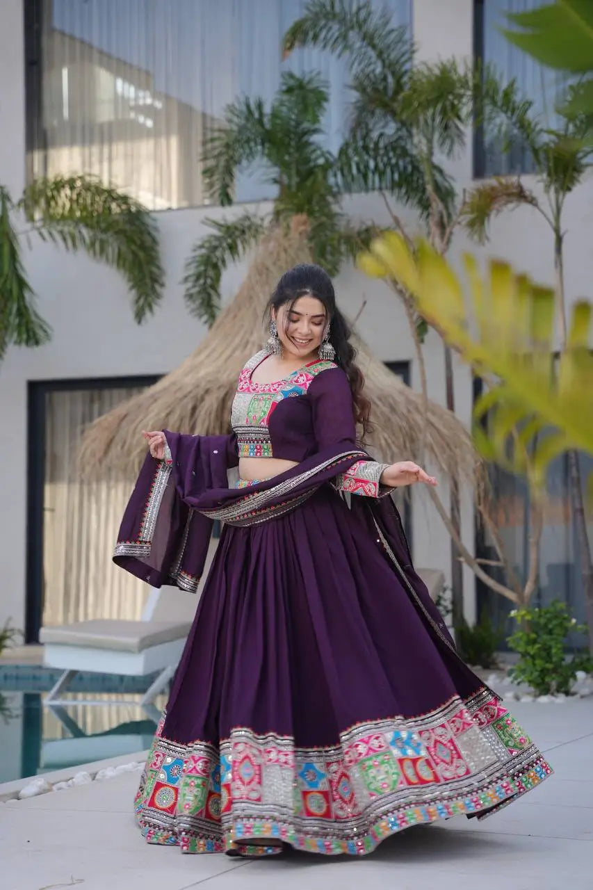 Premium Vichitra Silk Lehenga Choli with Dupatta – Fully Stitched