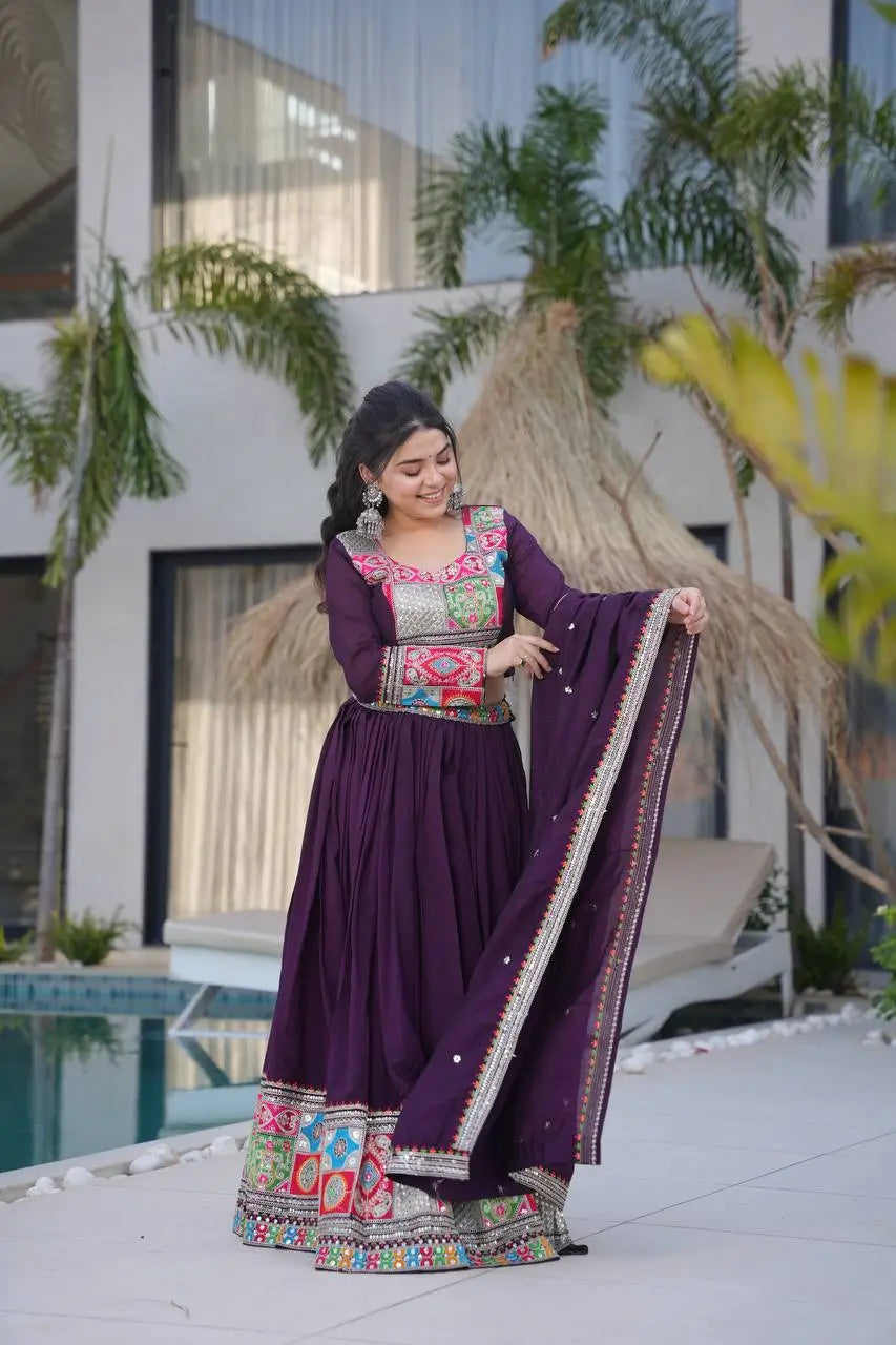 Premium Vichitra Silk Lehenga Choli with Dupatta – Fully Stitched
