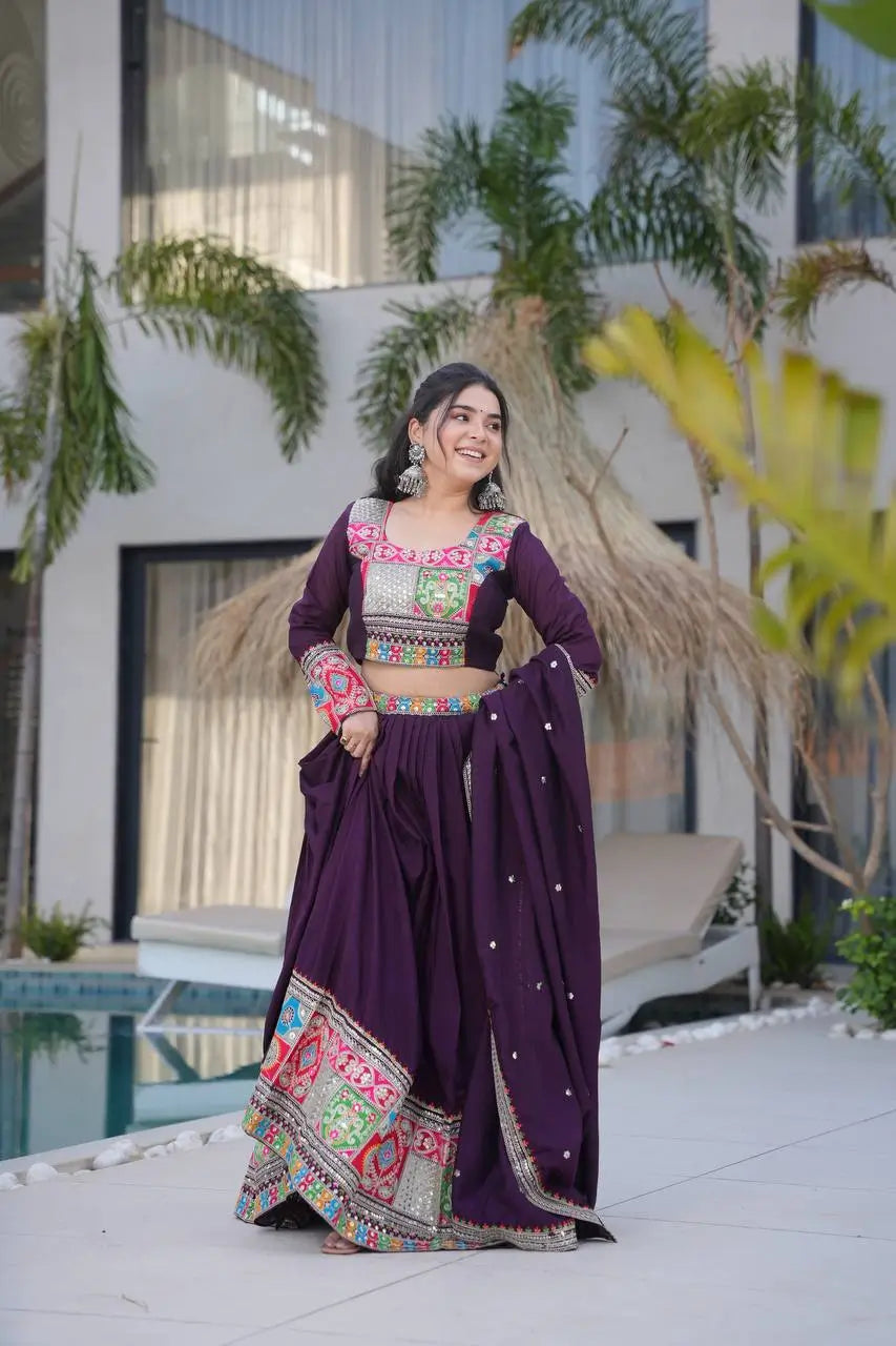 Premium Vichitra Silk Lehenga Choli with Dupatta – Fully Stitched