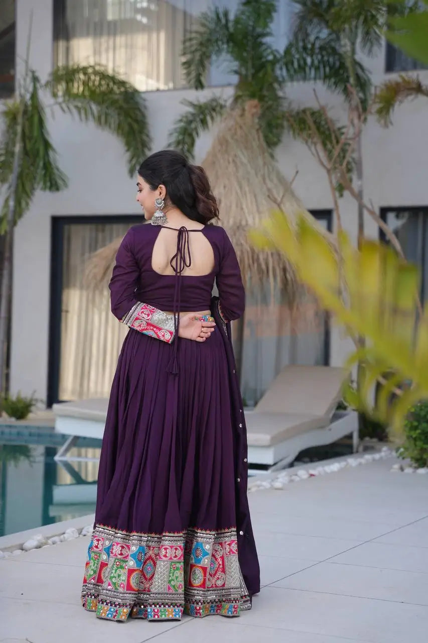 Premium Vichitra Silk Lehenga Choli with Dupatta – Fully Stitched