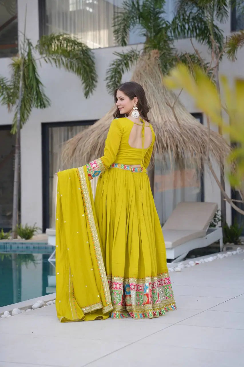 Premium Vichitra Silk Lehenga Choli with Dupatta – Fully Stitched