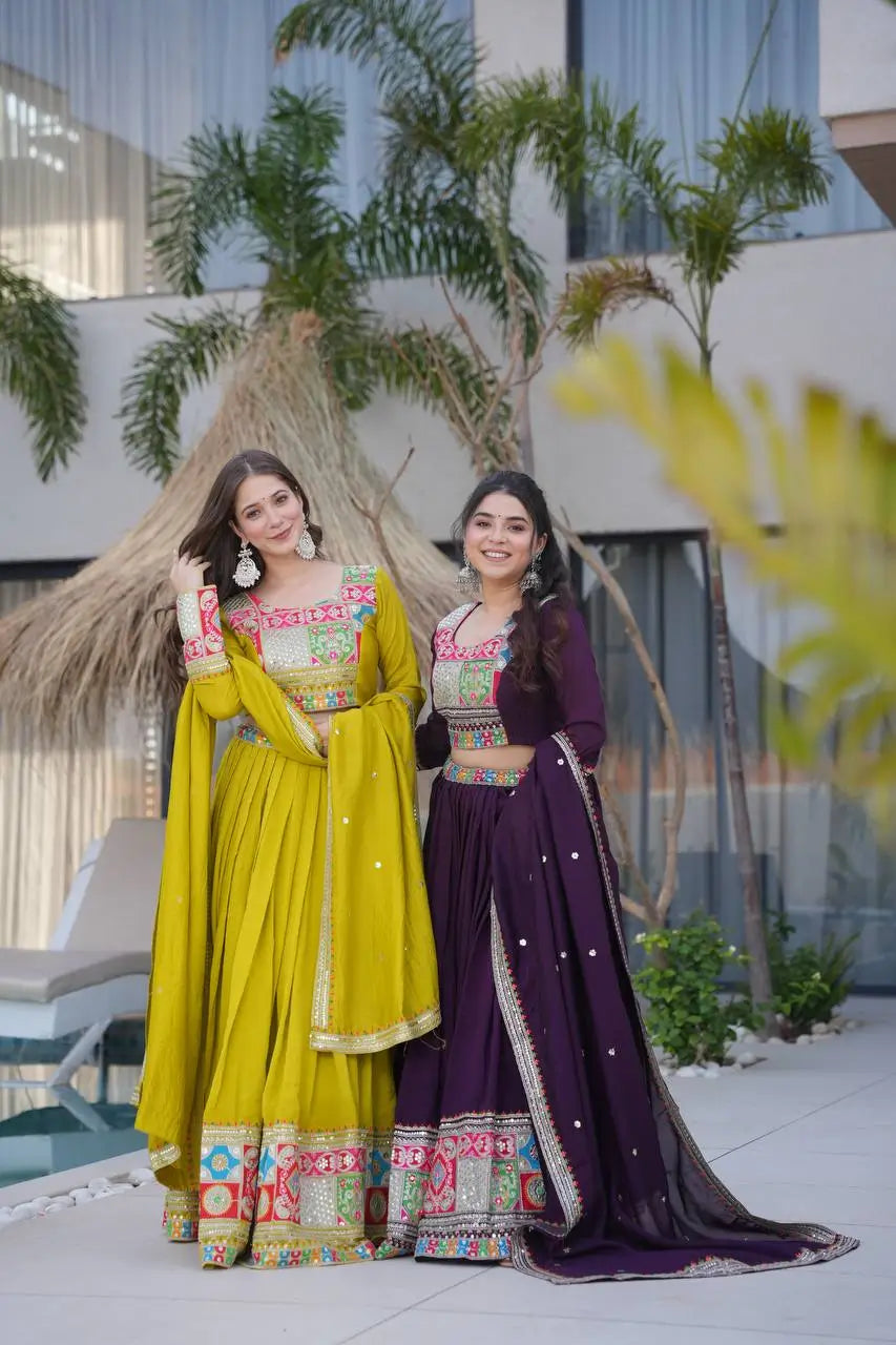 Premium Vichitra Silk Lehenga Choli with Dupatta – Fully Stitched