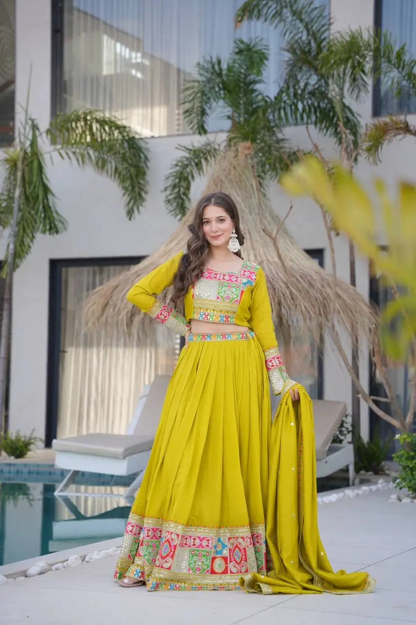 Premium Vichitra Silk Lehenga Choli with Dupatta – Fully Stitched