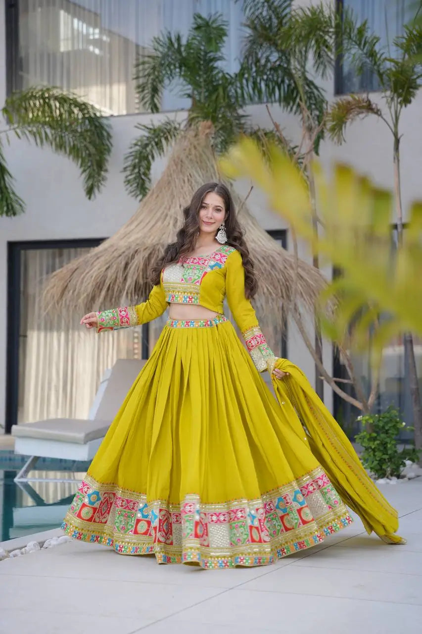 Premium Vichitra Silk Lehenga Choli with Dupatta – Fully Stitched