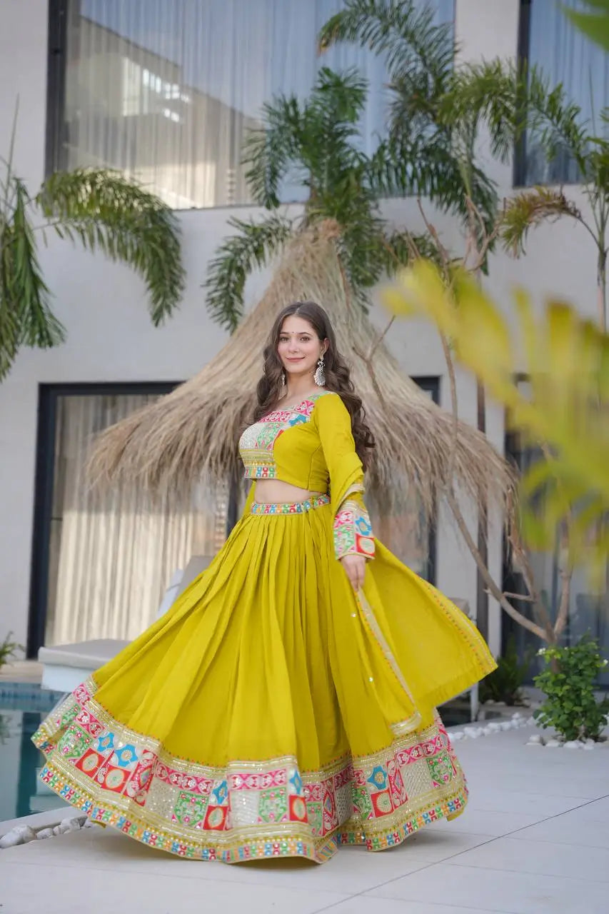 Premium Vichitra Silk Lehenga Choli with Dupatta – Fully Stitched