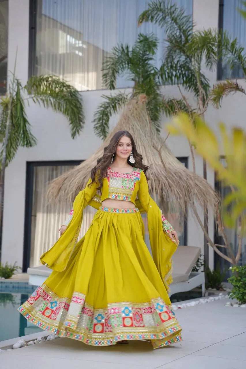 Premium Vichitra Silk Lehenga Choli with Dupatta – Fully Stitched