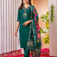 Premium Viscose Silk Embroidered Kurti Set with Pant & Chanderi Silk Dupatta – Stitched 3-Piece Suit