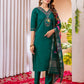 Premium Viscose Silk Embroidered Kurti Set with Pant & Chanderi Silk Dupatta – Stitched 3-Piece Suit