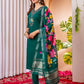 Premium Viscose Silk Embroidered Kurti Set with Pant & Chanderi Silk Dupatta – Stitched 3-Piece Suit
