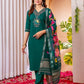 Premium Viscose Silk Embroidered Kurti Set with Pant & Chanderi Silk Dupatta – Stitched 3-Piece Suit