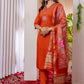 Premium Viscose Silk Embroidered Kurti Set with Pant & Chanderi Silk Dupatta – Stitched 3-Piece Suit