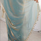 Ice Blue Mirrorwork Satin Saree