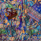 Printed Chinnon Saree with Mirror Zari Work