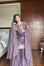 Printed Chinon Diamond Work Sharara Set for Festive and Wedding Wear