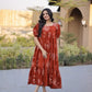 Printed Cotton Maxi Dress with Tiered Flair for Summer and Casual Wear