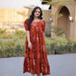 Printed Cotton Maxi Dress with Tiered Flair for Summer and Casual Wear