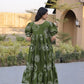 Printed Cotton Maxi Dress with Tiered Flair for Summer and Casual Wear