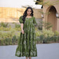 Printed Cotton Maxi Dress with Tiered Flair for Summer and Casual Wear